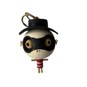 Pier 1 Imports Crazy Head Halloween Wooden Ornament Pirate Thief‎